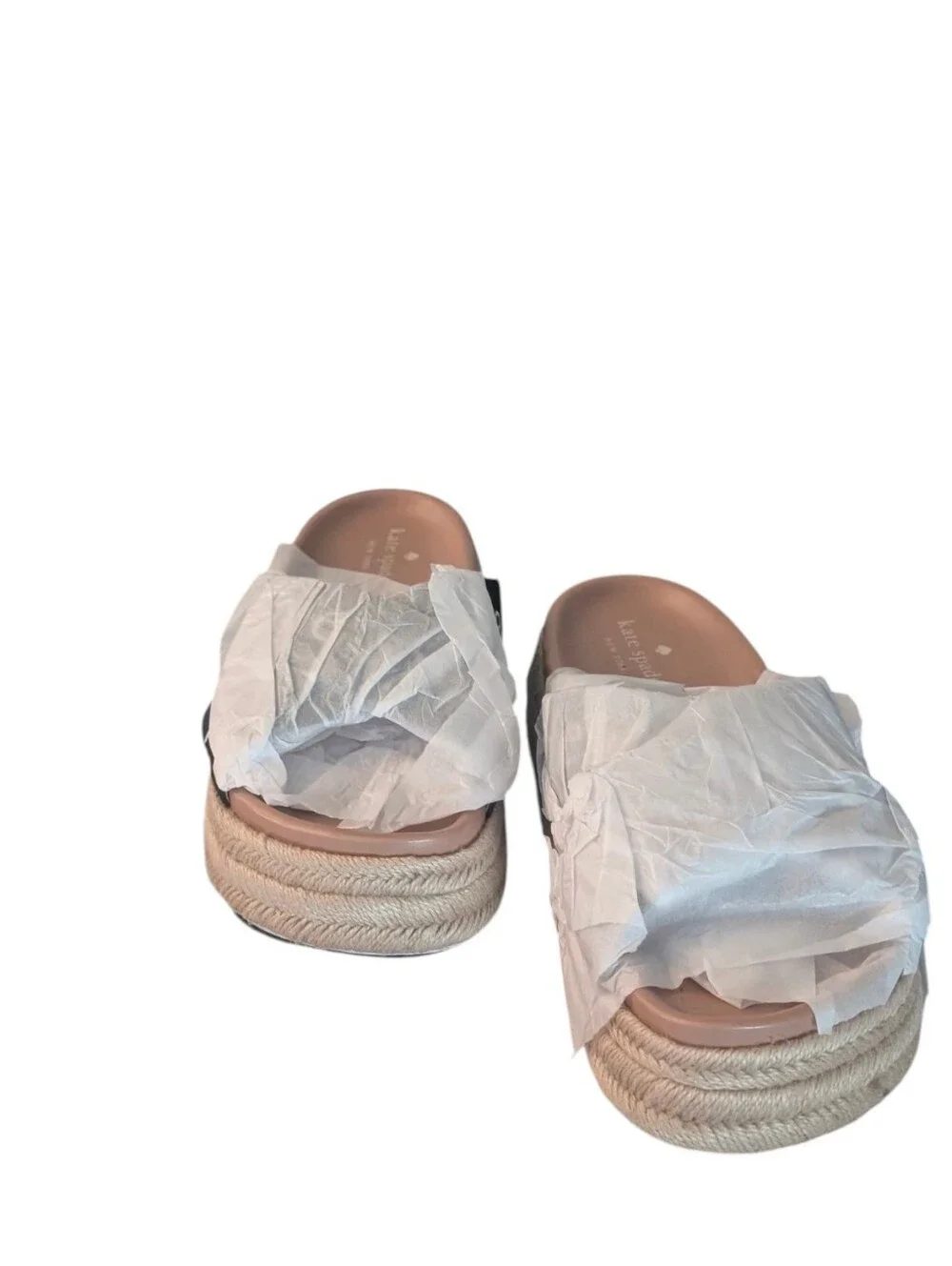 Kate Spade Piper Flatform Espadrilles Black & White lego Sandals size 10